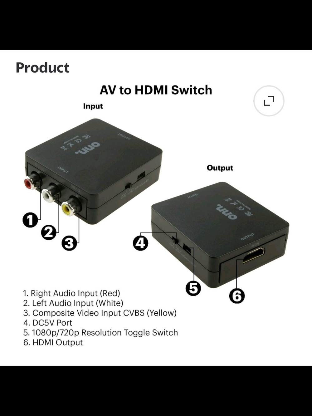 AV to HDMI Converter Box - Black